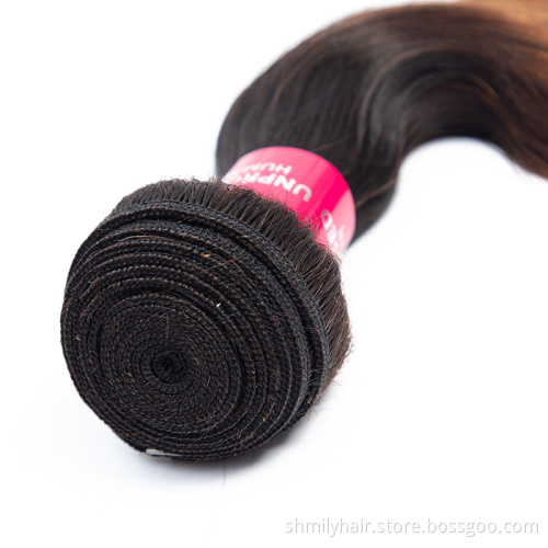 Ombre Body Wave Bundles Honey Brown 1b/30 Human Hair Bundles, Brazilian Virgin Hair Weave Bundles, 2 Tones Remy Hair Extensions